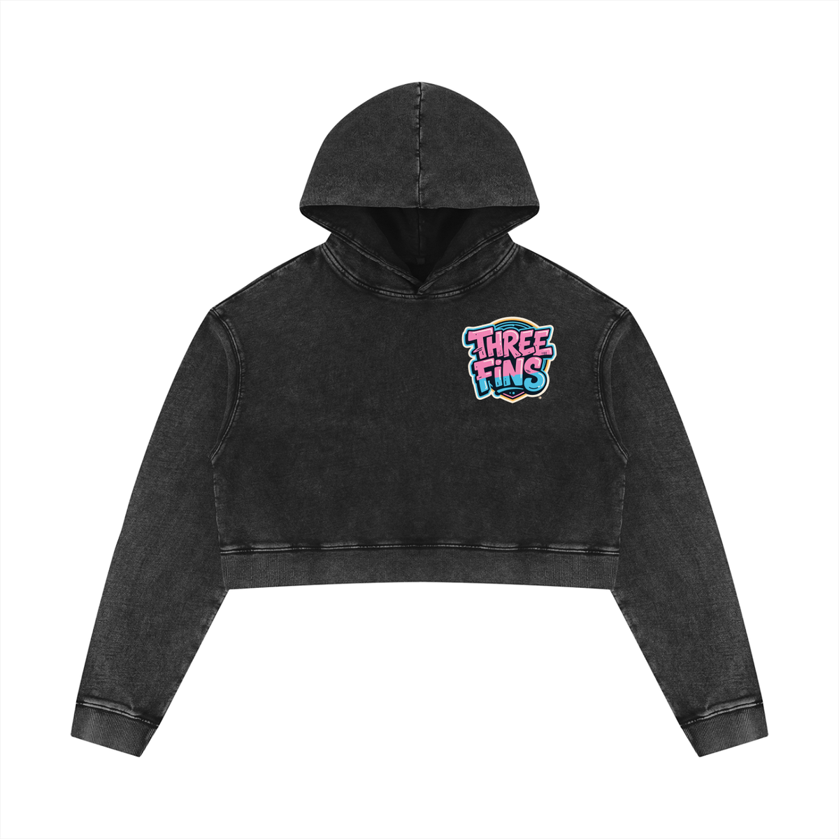 Women’s Mineral Washed Crop pink fins Hoodie