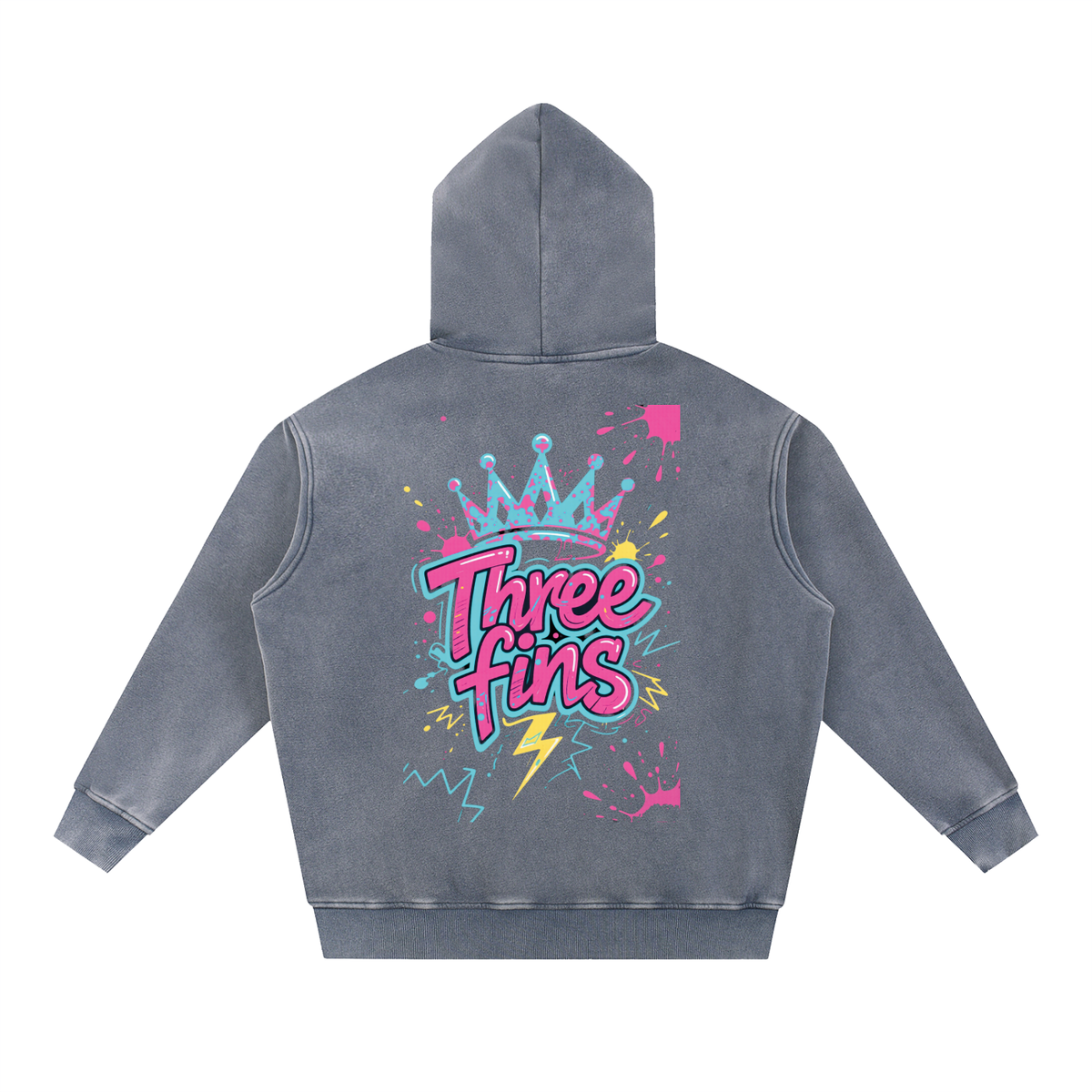 Snow Wash Fleece Oversize King Fins Hoodie