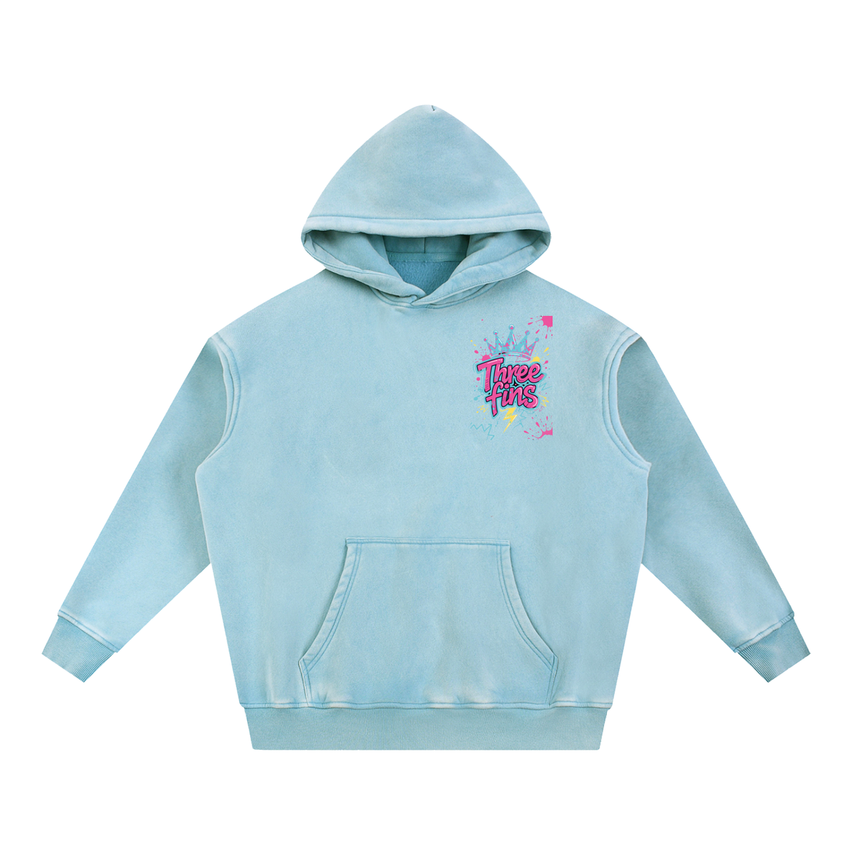 Snow Wash Fleece Oversize King Fins Hoodie