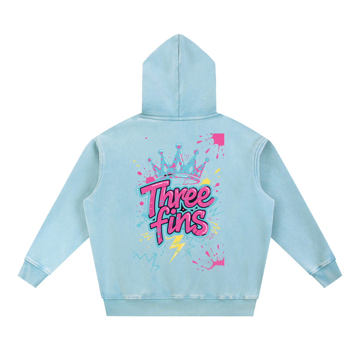 Snow Wash Fleece Oversize King Fins Hoodie