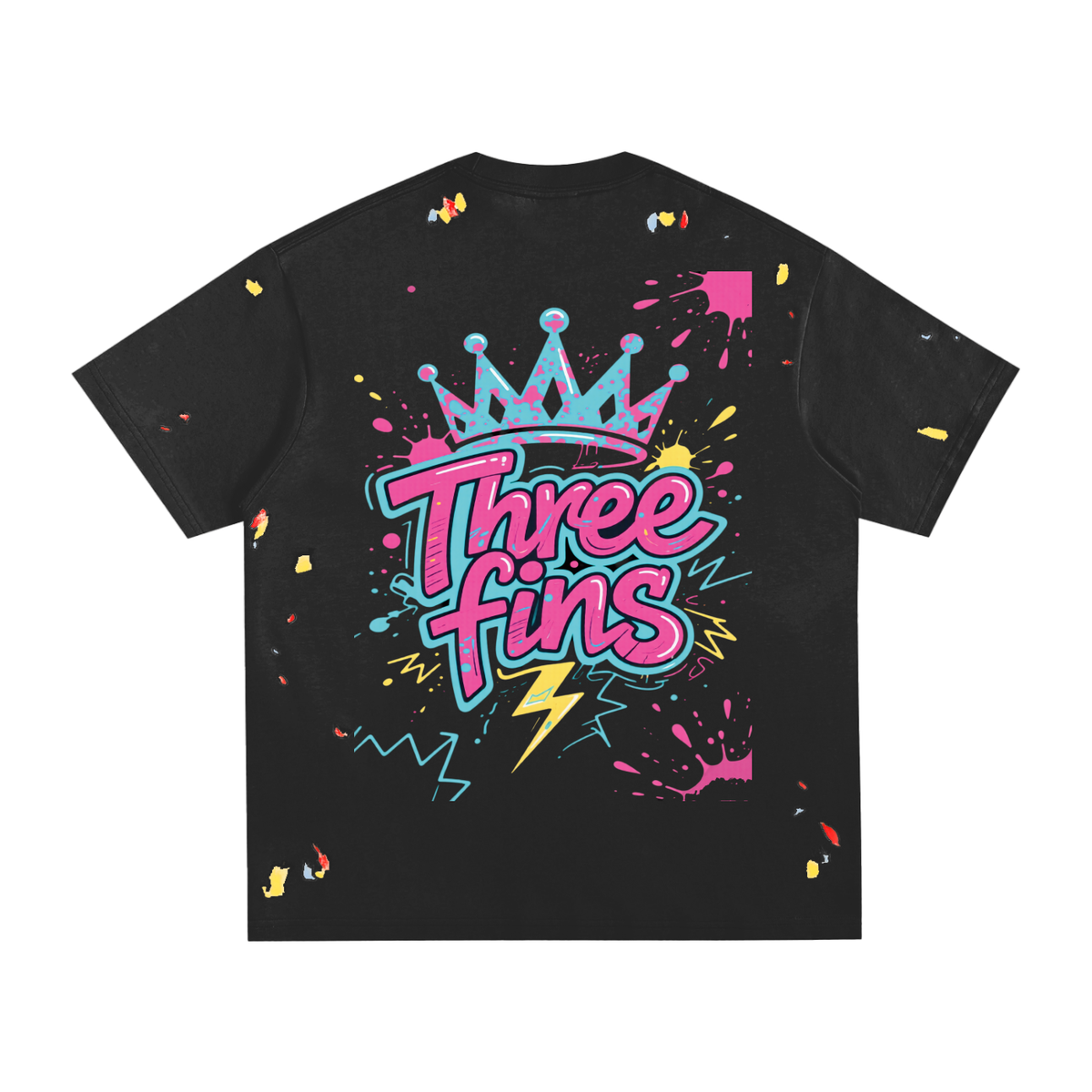 Paint Splatter King Fins-Shirt