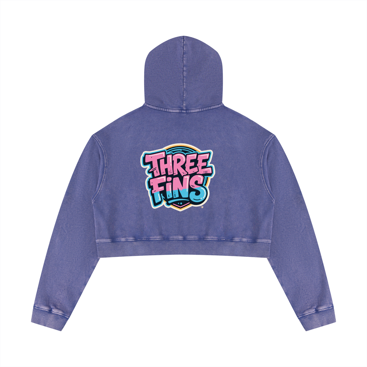 Women’s Mineral Washed Crop pink fins Hoodie