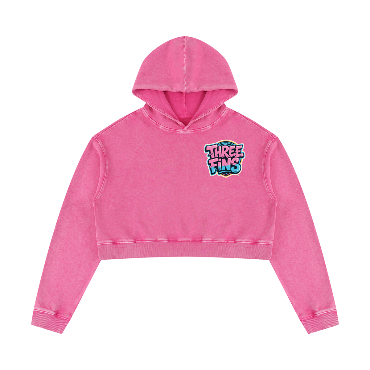 Women’s Mineral Washed Crop pink fins Hoodie