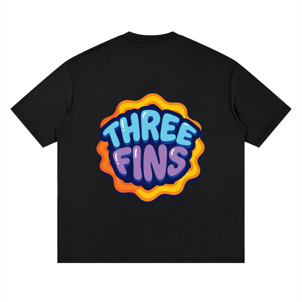 Streetwear Loose Drop Shoulder Flaming Fins T-Shirt