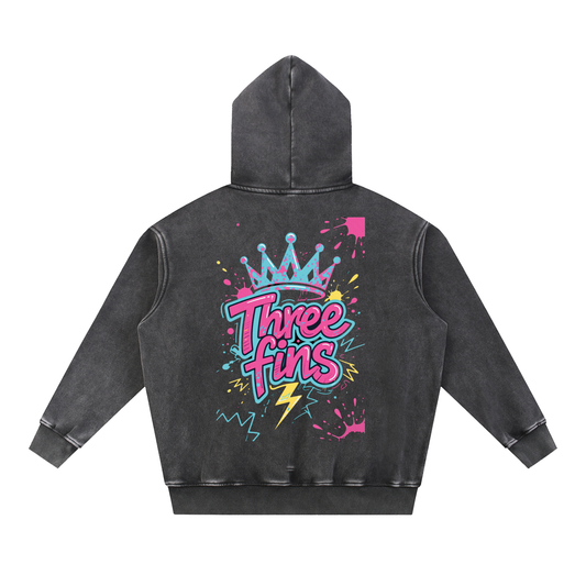 Snow Wash Fleece Oversize King Fins Hoodie