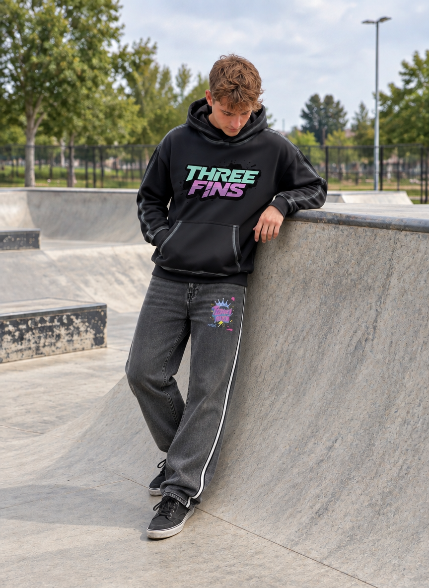 Sunfaded Edge Neon Fins Fleece Hoodie