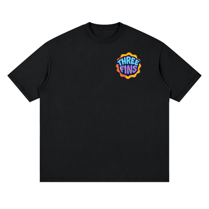 Streetwear Loose Drop Shoulder Flaming Fins T-Shirt