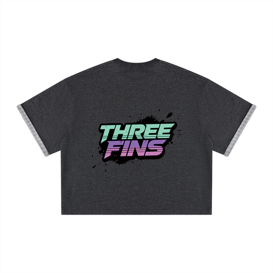 Unisex Boxy Plaid-Lined Double-Face T-Shirt