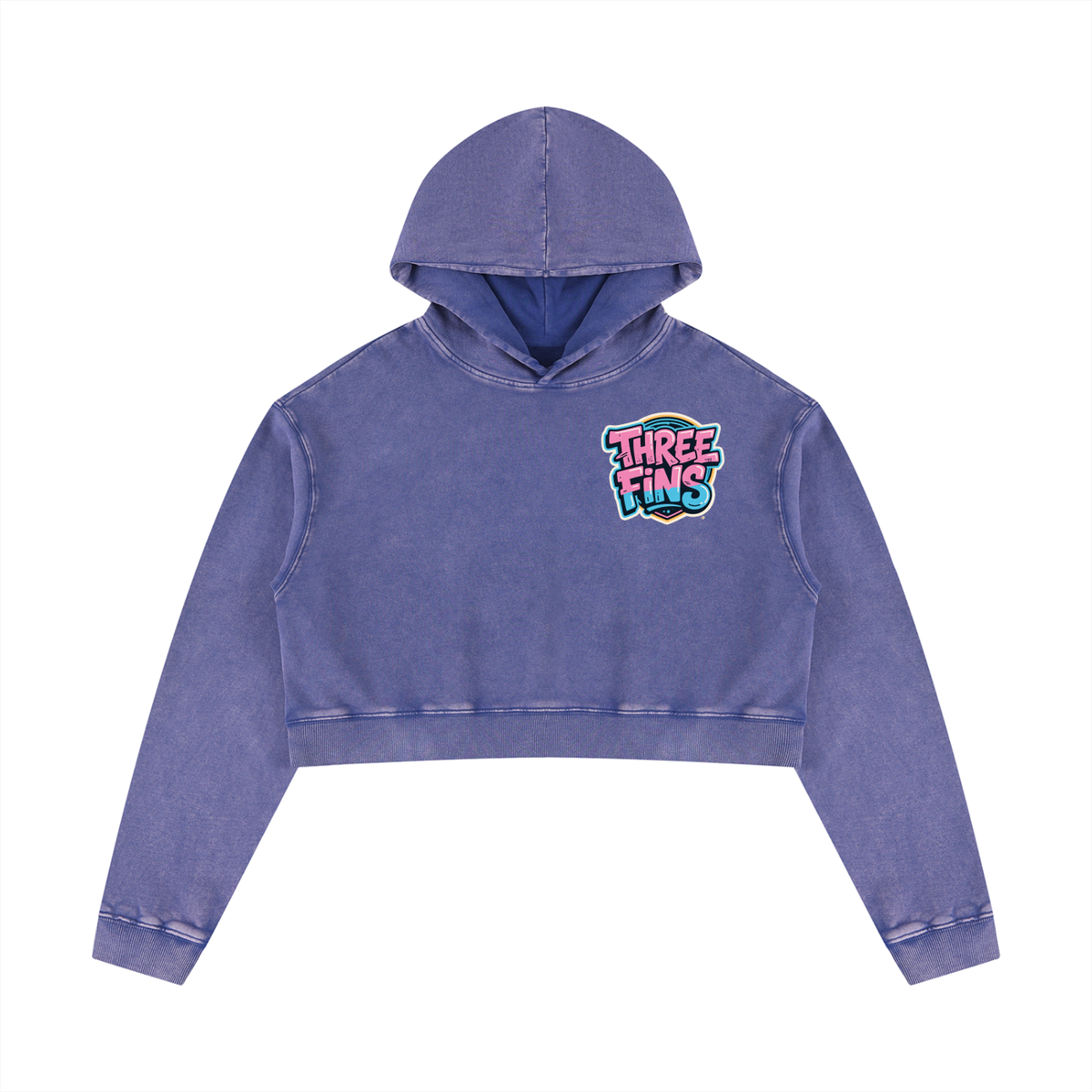 Women’s Mineral Washed Crop pink fins  Hoodie