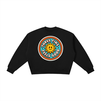 Boxy Fleece Crewneck good vibes  Sweatshirt