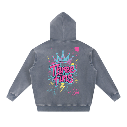 Snow Wash Fleece Oversize King Fins  Hoodie
