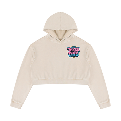 Women’s Mineral Washed Crop pink fins  Hoodie
