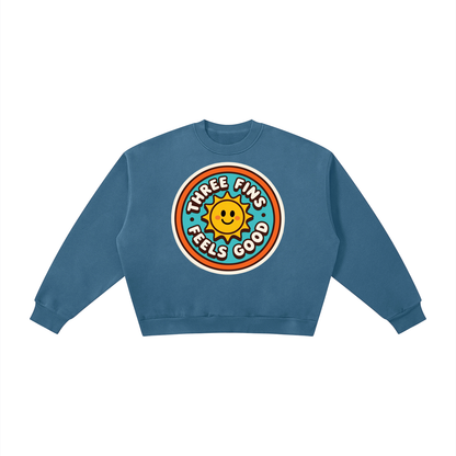 Boxy Fleece Crewneck good vibes  Sweatshirt