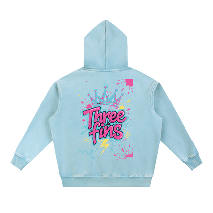 Snow Wash Fleece Oversize King Fins  Hoodie