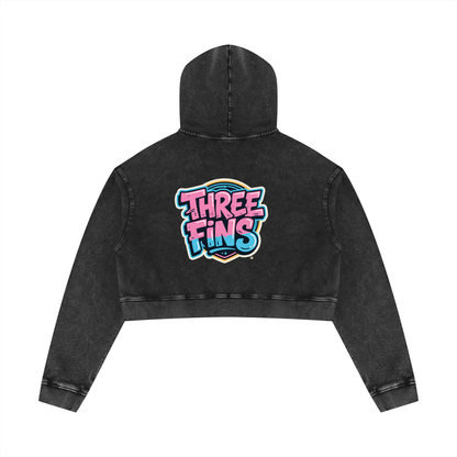 Women’s Mineral Washed Crop pink fins  Hoodie