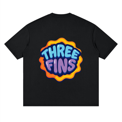 Streetwear Loose Drop Shoulder Flaming Fins T-Shirt