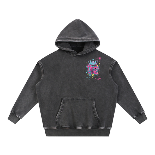 Snow Wash Fleece Oversize King Fins  Hoodie