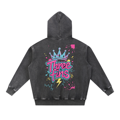 Snow Wash Fleece Oversize King Fins  Hoodie